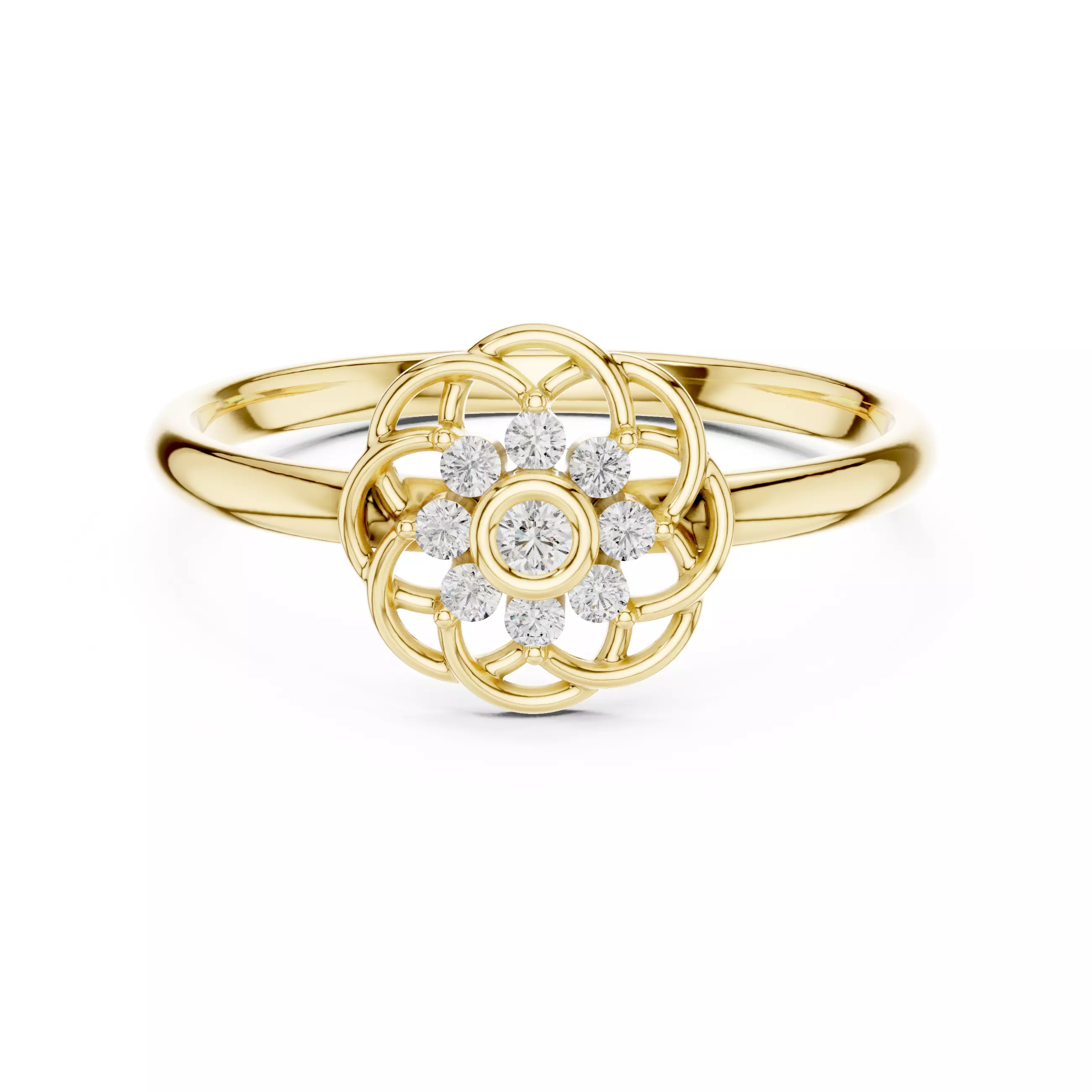 Bezel Set Round Diamond Engagement Wedding Ring 3DM STL Video 3D print model_1