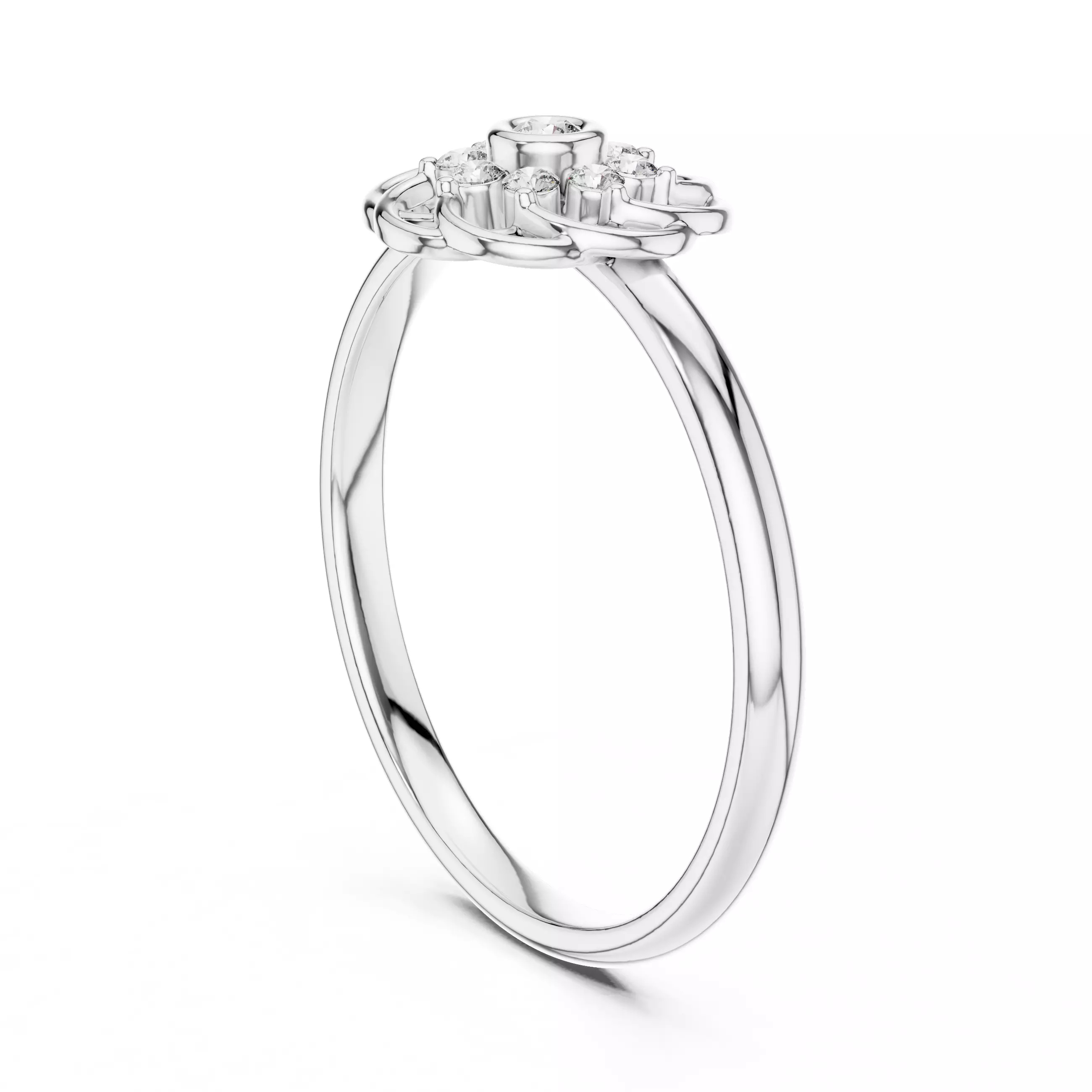 Bezel Set Round Diamond Engagement Wedding Ring 3DM STL Video 3D print model_9