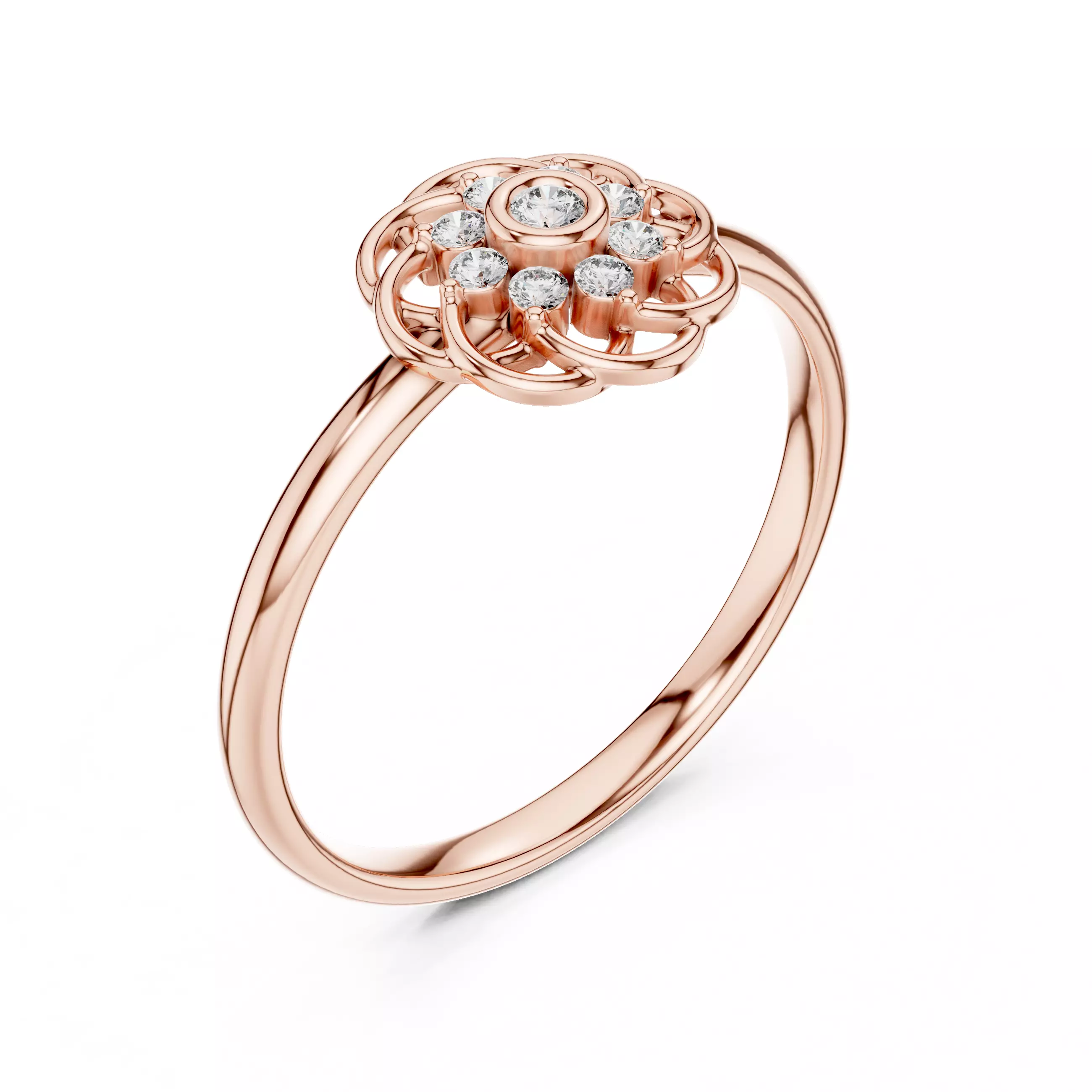 Bezel Set Round Diamond Engagement Wedding Ring 3DM STL Video 3D print model_4