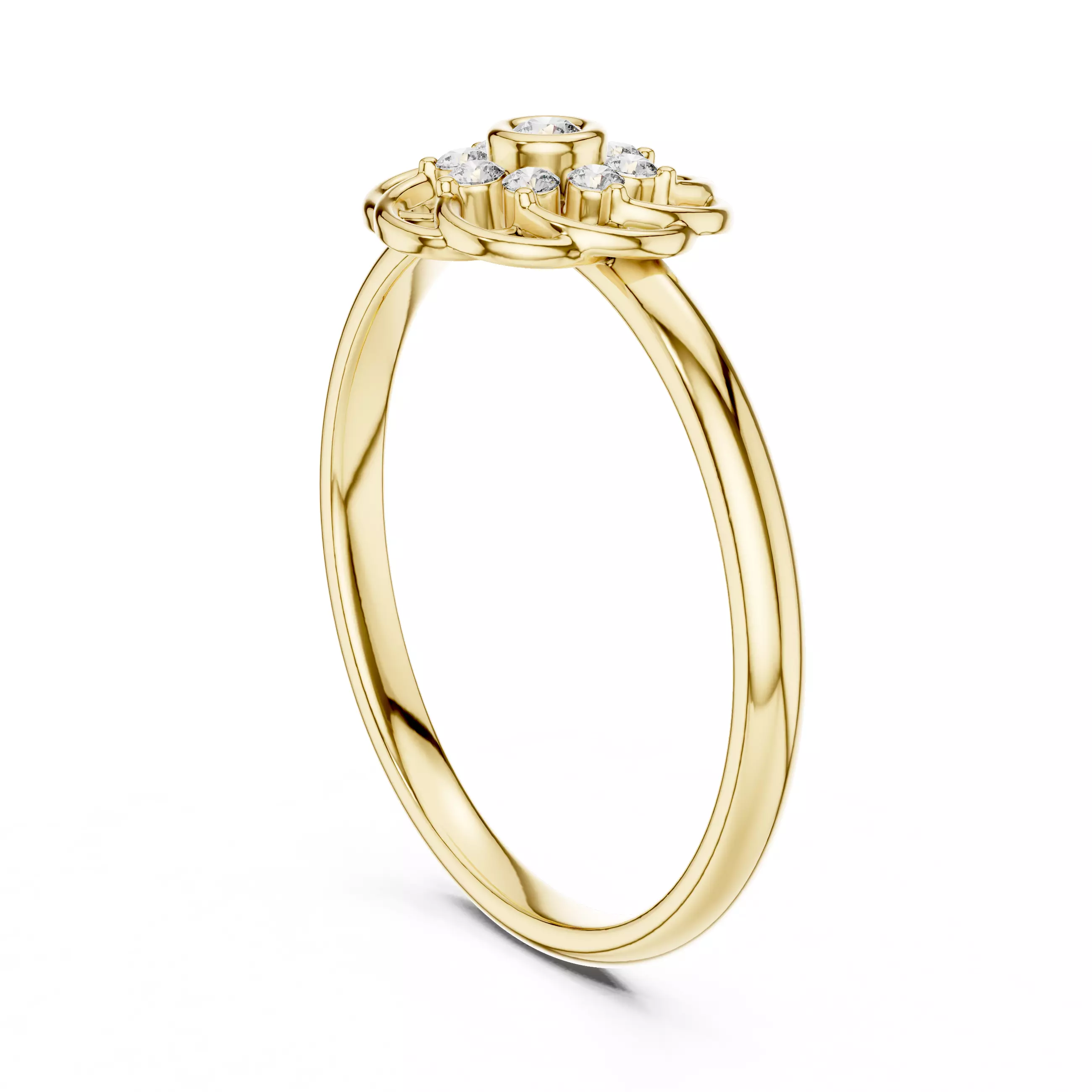 Bezel Set Round Diamond Engagement Wedding Ring 3DM STL Video 3D print model_6