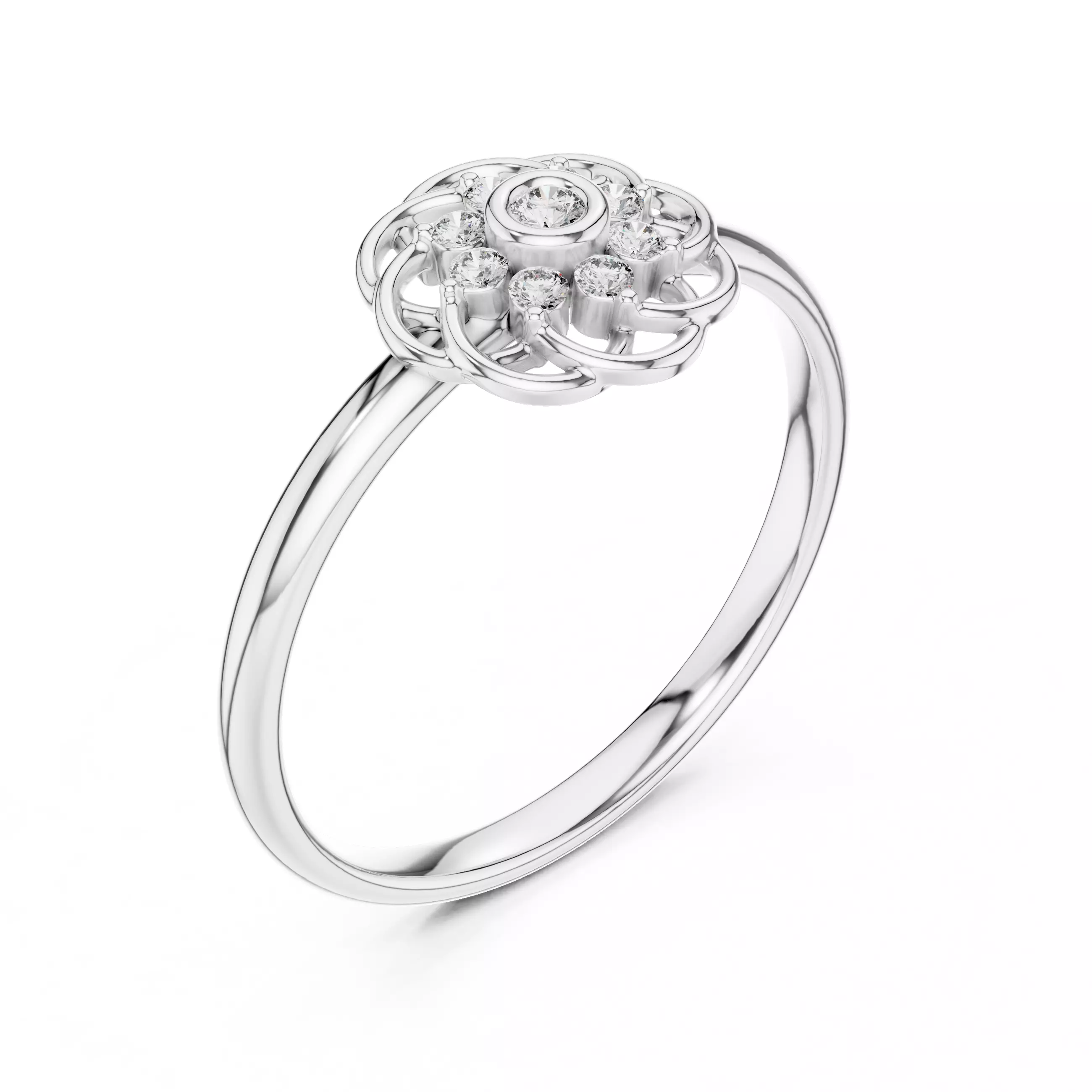 Bezel Set Round Diamond Engagement Wedding Ring 3DM STL Video 3D print model_10