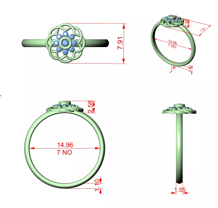 Bezel Set Round Diamond Engagement Wedding Ring 3DM STL Video 3D print model_12