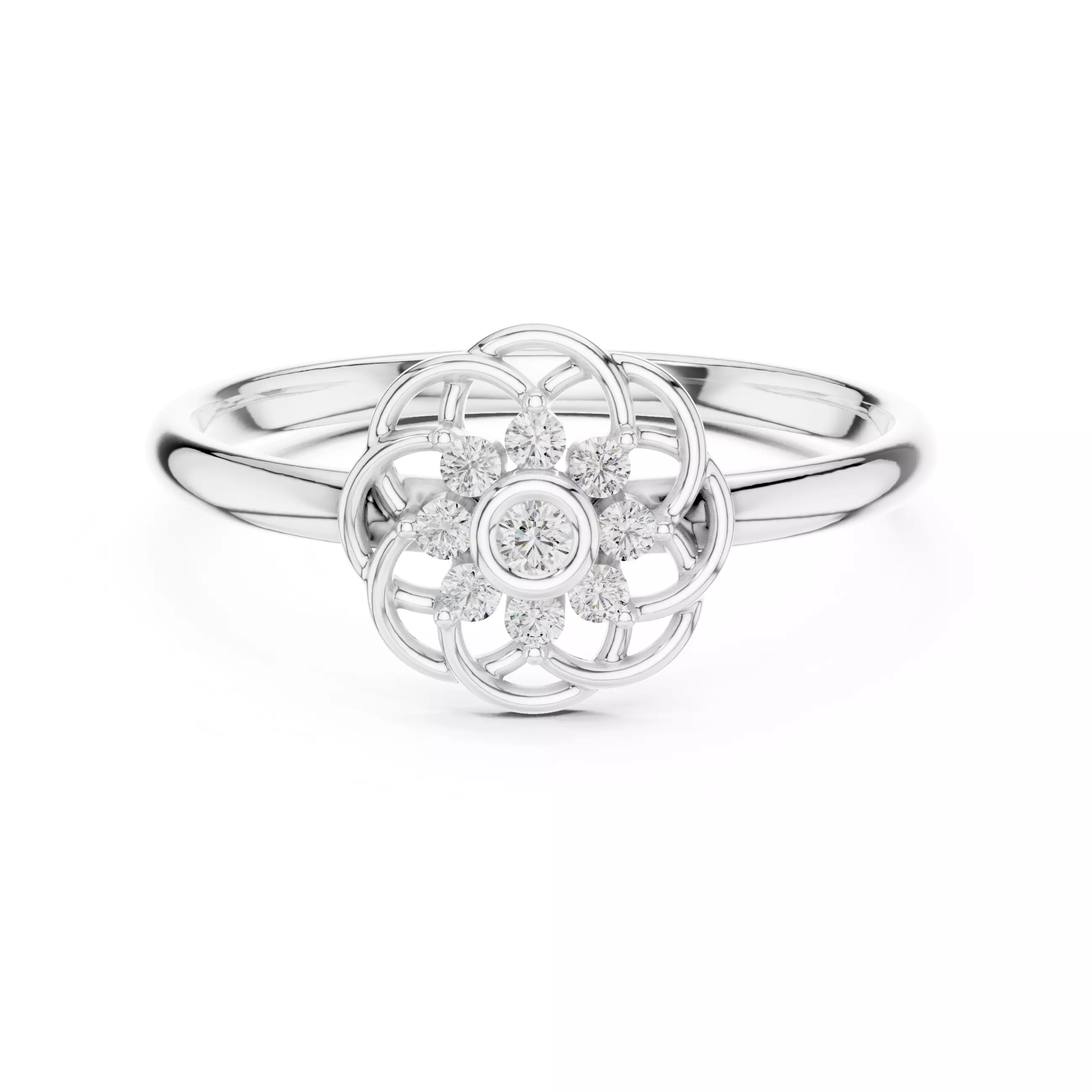 Bezel Set Round Diamond Engagement Wedding Ring 3DM STL Video 3D print model_2