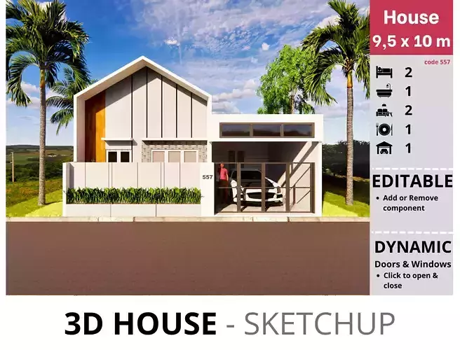 House 9x10m code 557 - Sketchup 3D model 3D model