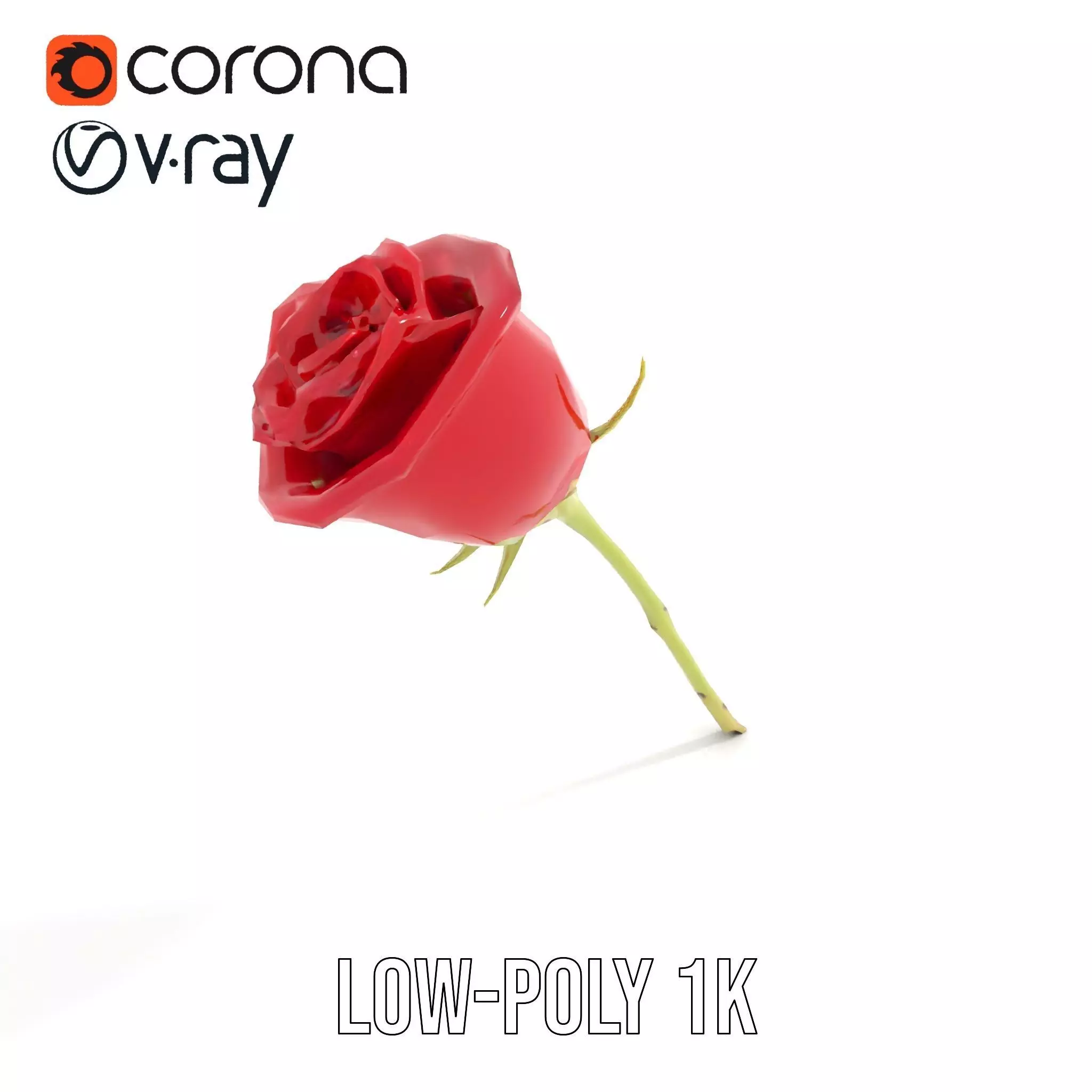 Red Rose Botanical model pack Low-poly 3D model_8