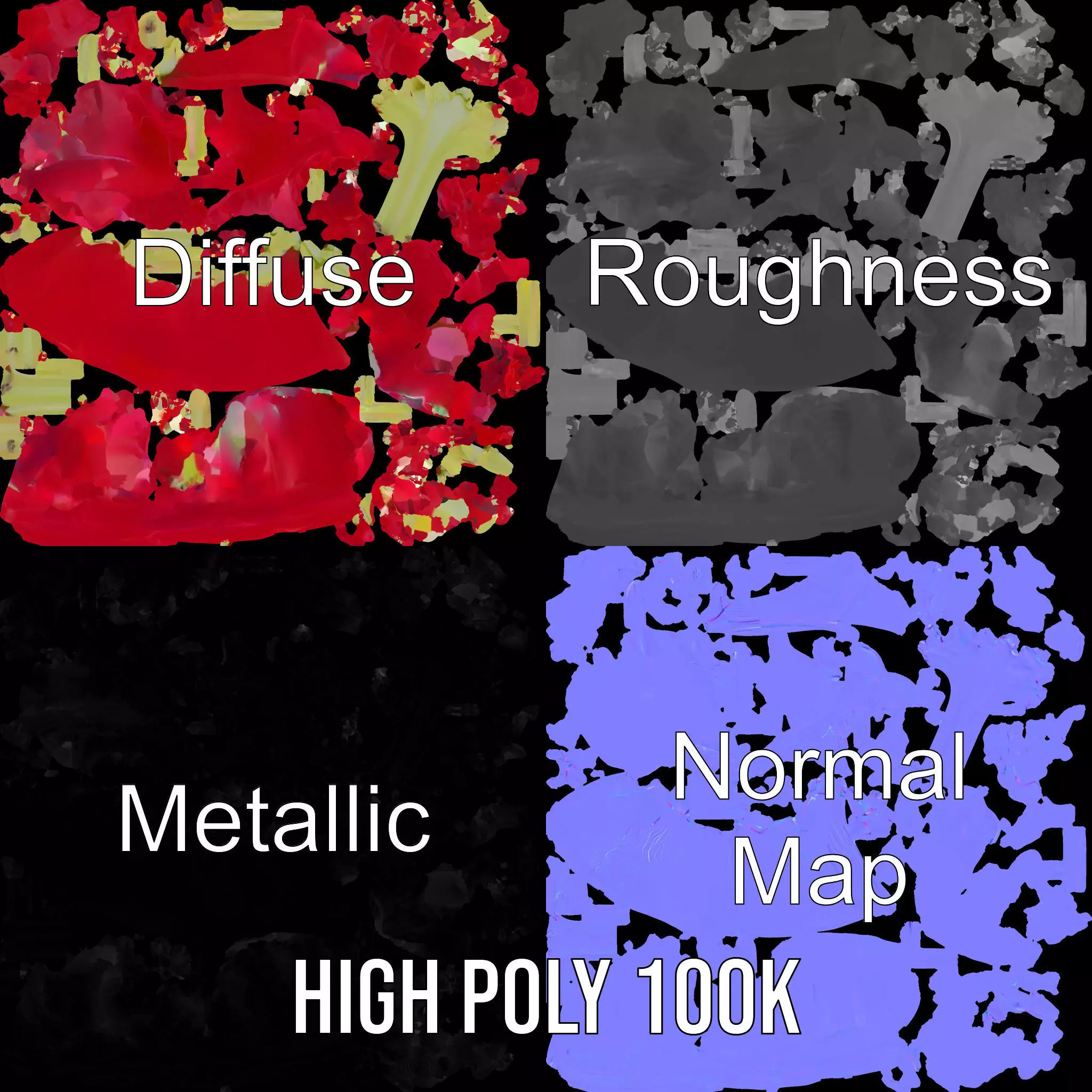 Red Rose Botanical model pack Low-poly 3D model_4