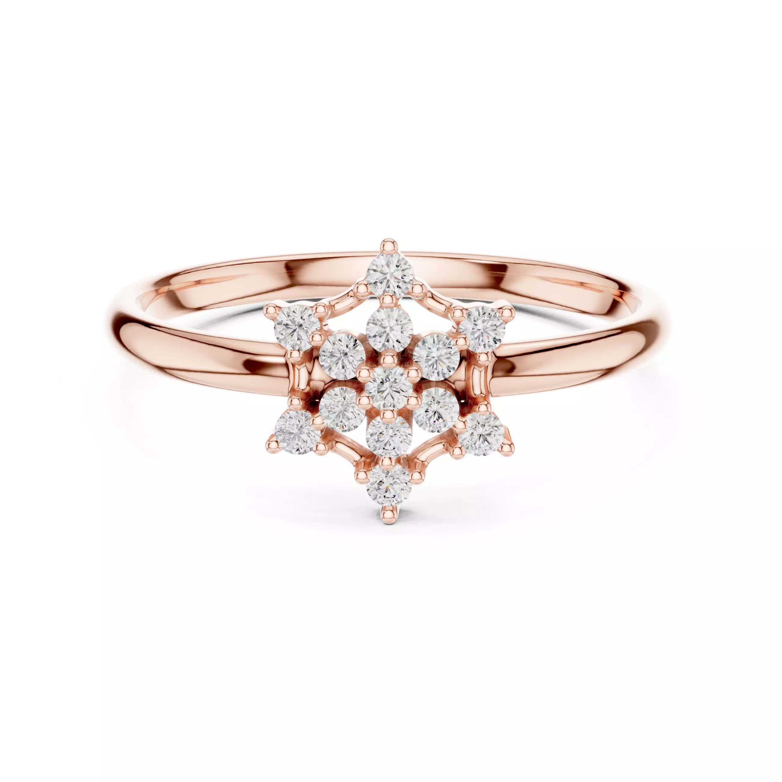 Hexogen Shape Round Cut Diamond Engagement Ring 3DM STL Video 3D print model