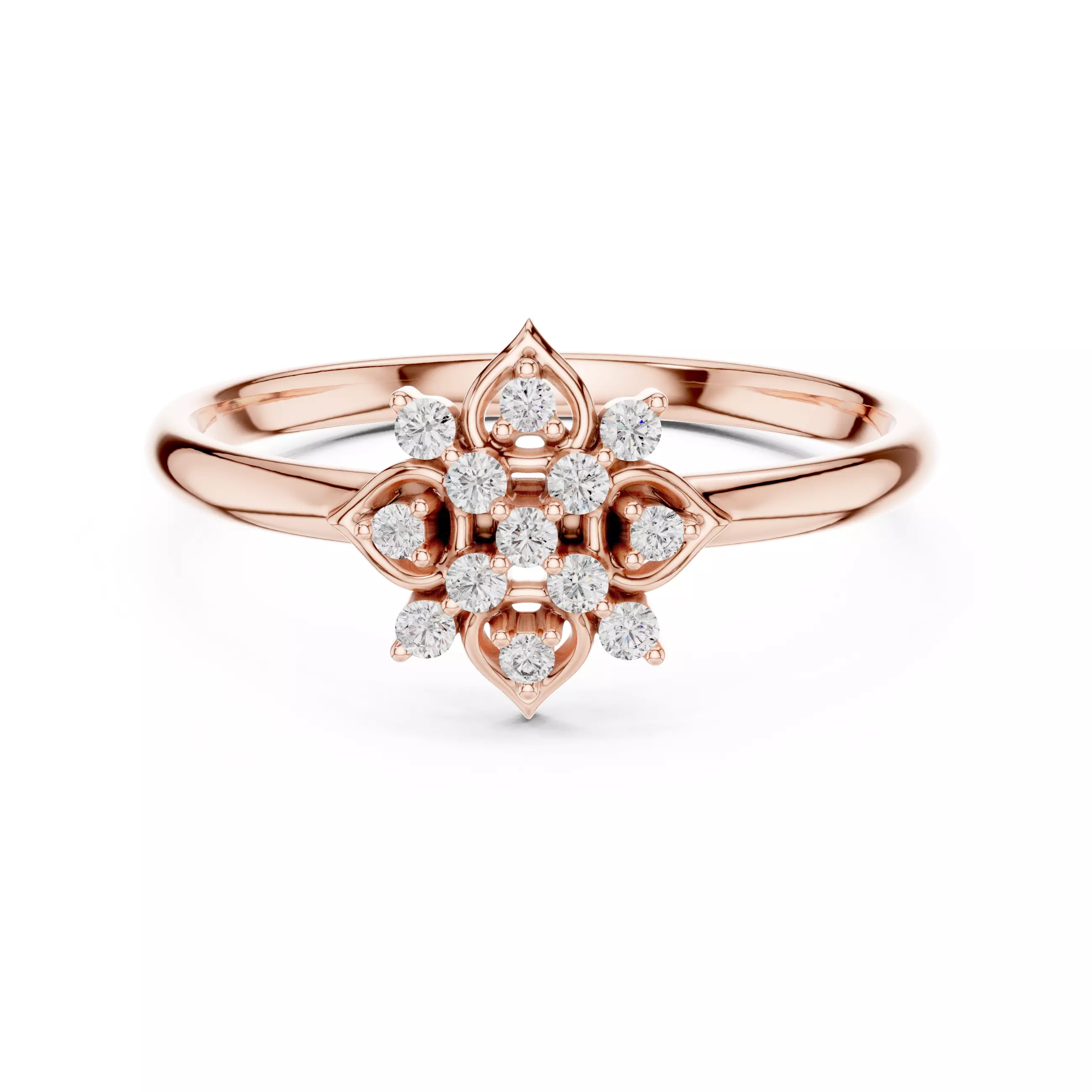 Round Diamond Leaf Engagement Wedding Ring 3DM STL Video 3D print model