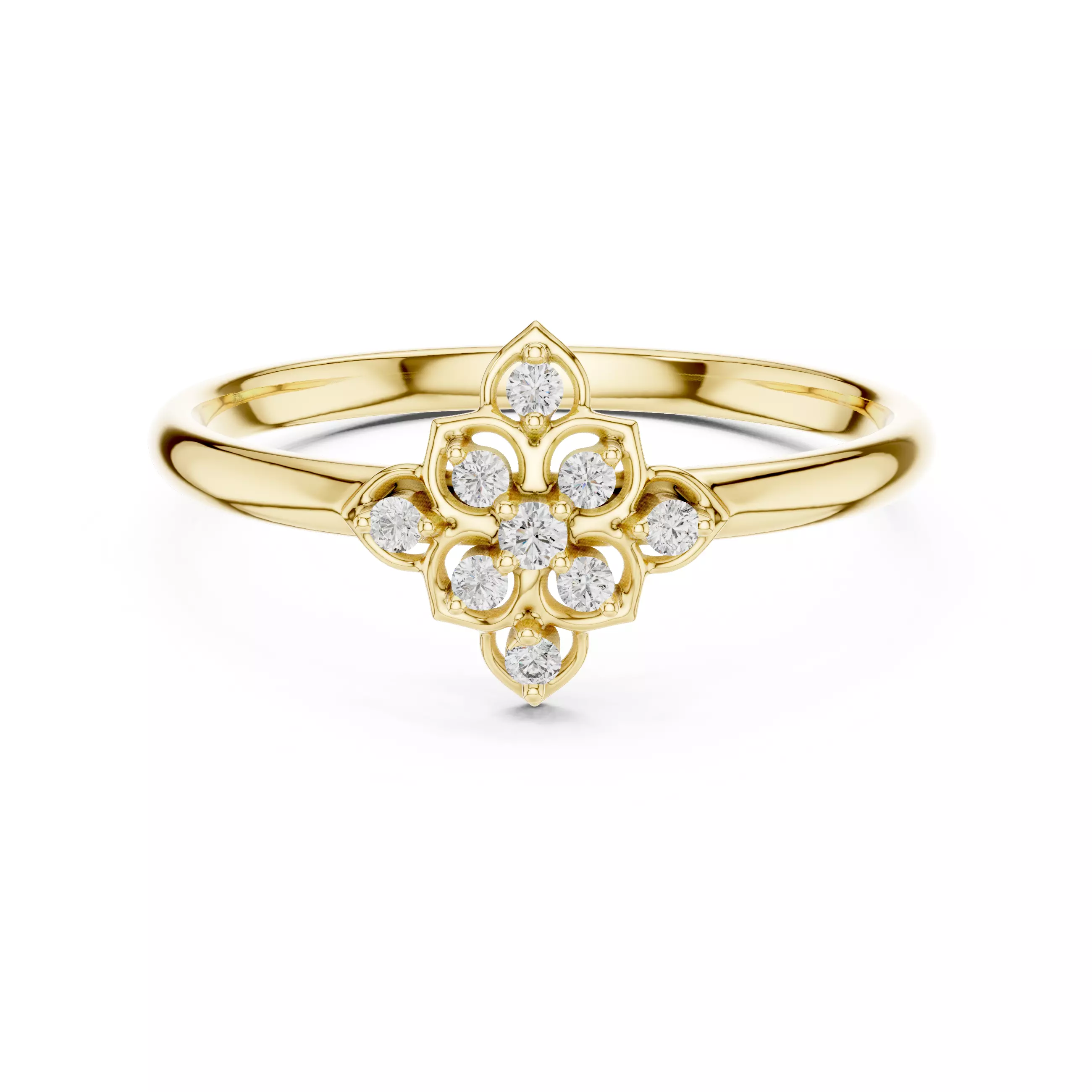 Round Cut Diamond Kite Shape Engagement  Ring 3DM STL Video 3D print model_1