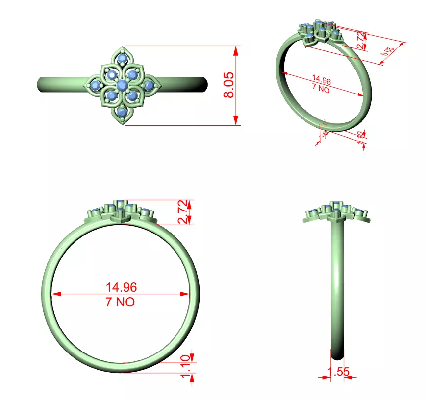 Round Cut Diamond Kite Shape Engagement  Ring 3DM STL Video 3D print model_12