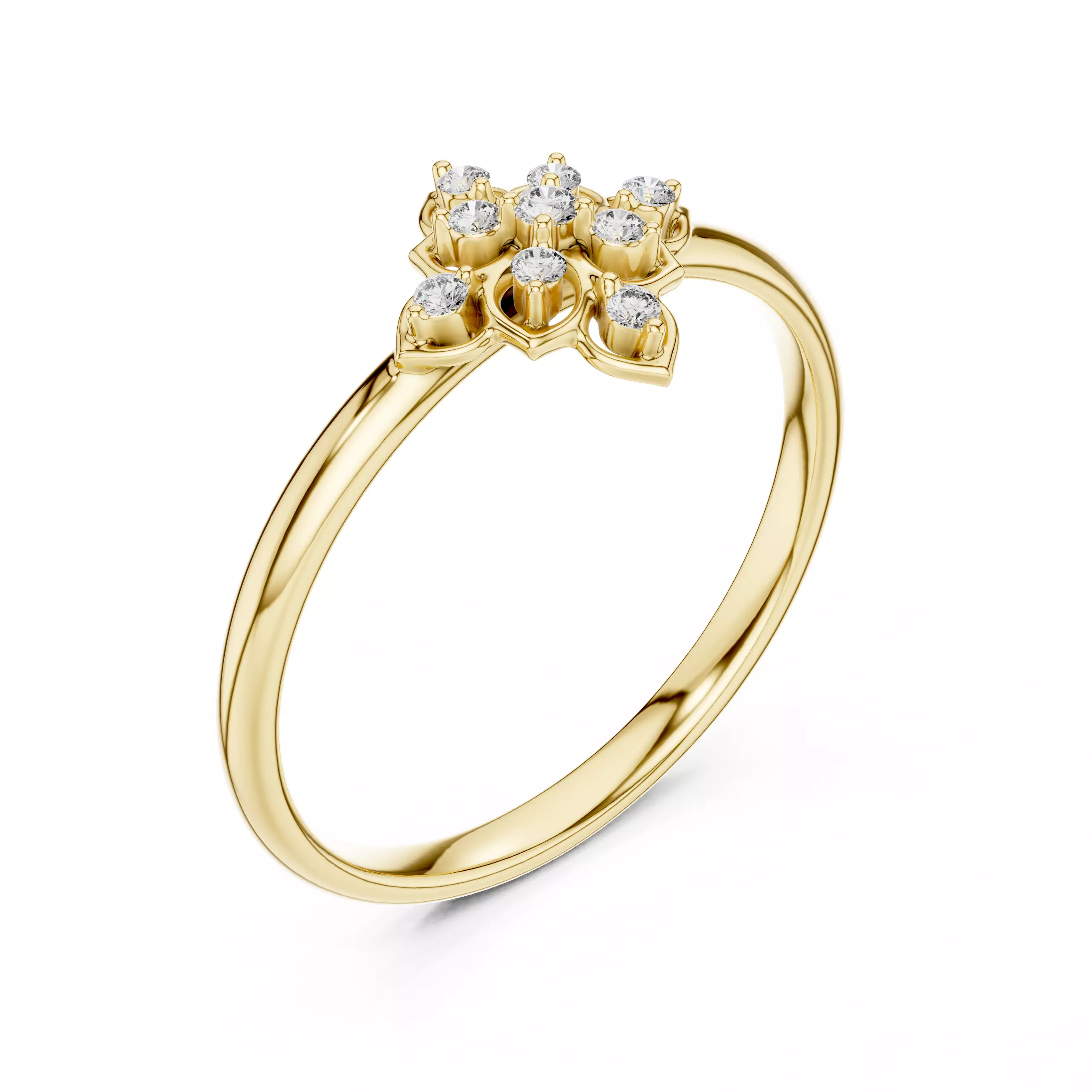 Round Cut Diamond Kite Shape Engagement  Ring 3DM STL Video 3D print model_7