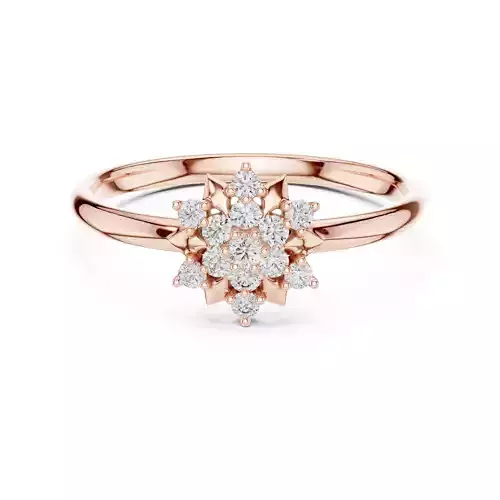 Round Cut Cluster Diamond Star Shape Wedding Ring 3DM STL Video