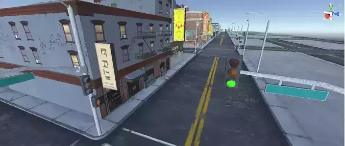 Urban Street Block  Game-Ready FBX