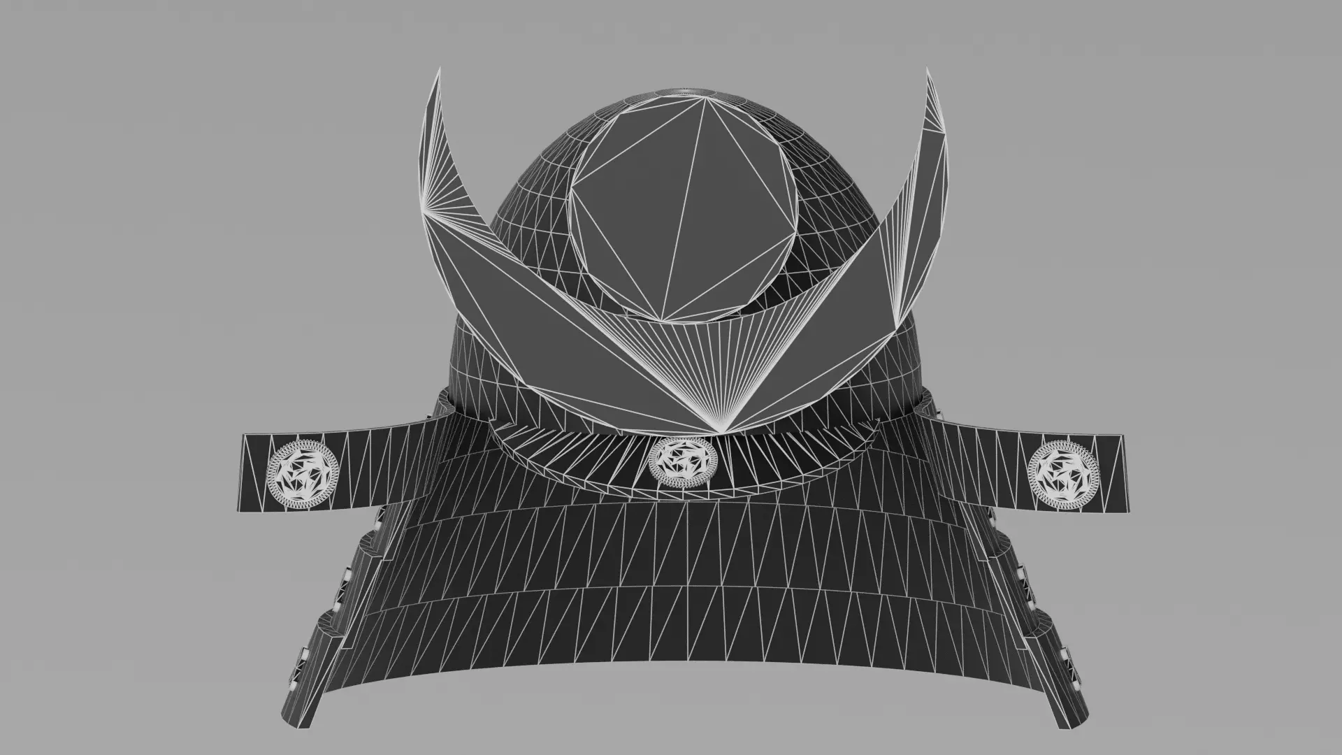 Cartoon Samurai Helmet 3D model_13