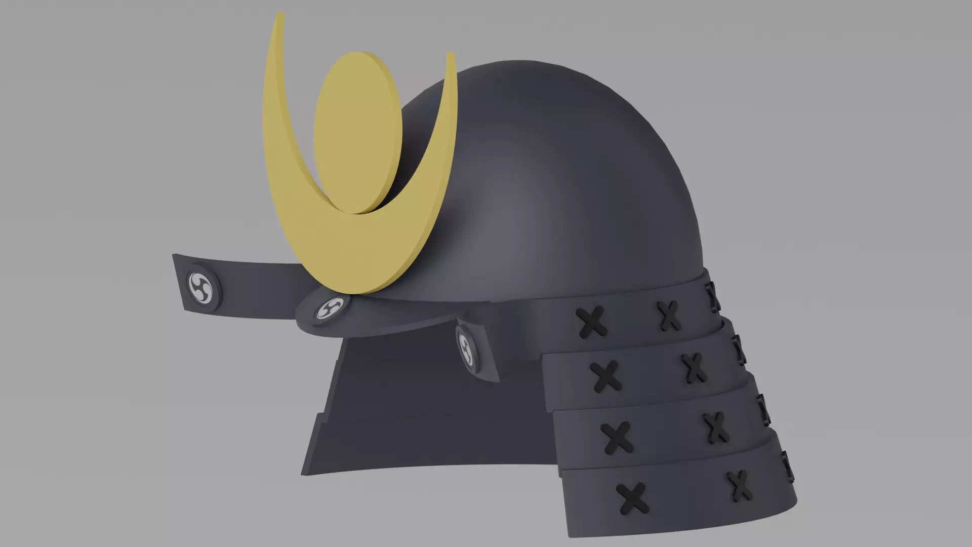 Cartoon Samurai Helmet 3D model_2