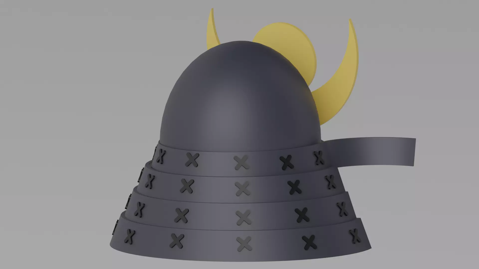Cartoon Samurai Helmet 3D model_7
