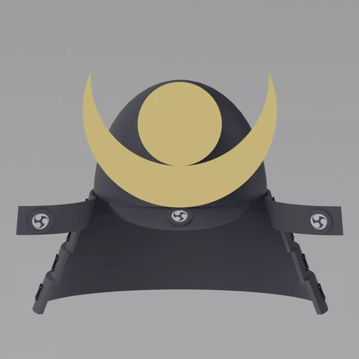Cartoon Samurai Helmet 3D model_12