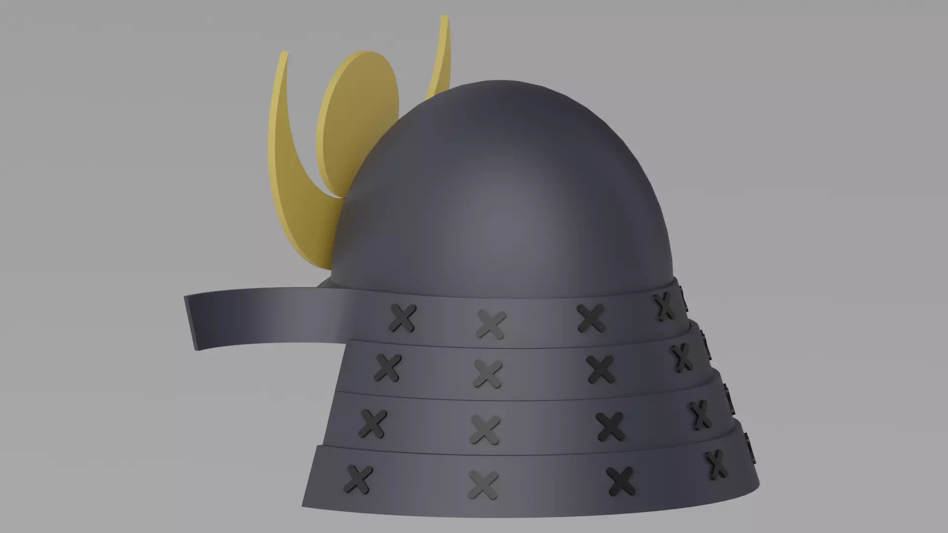 Cartoon Samurai Helmet 3D model_4