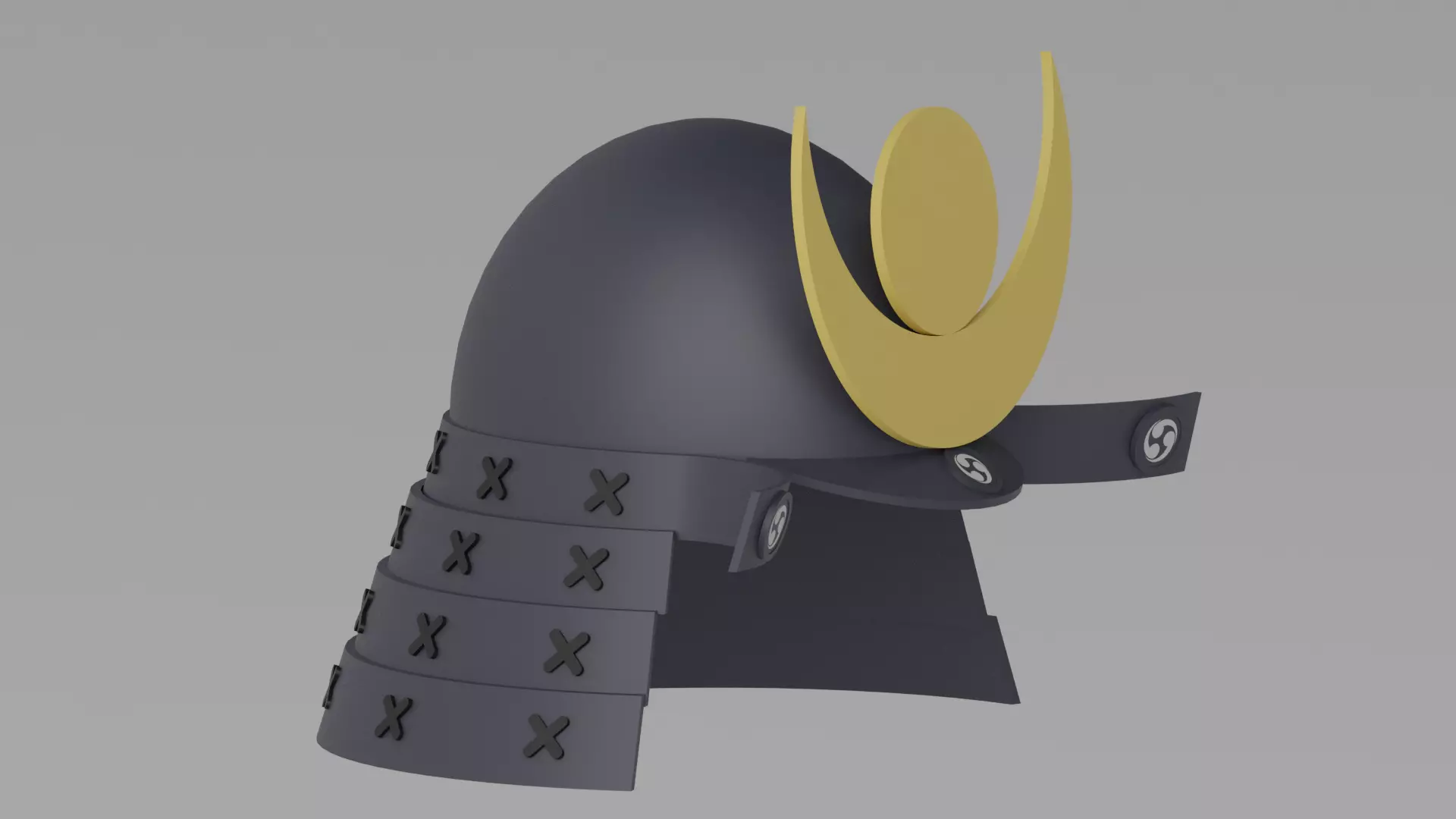 Cartoon Samurai Helmet 3D model_10