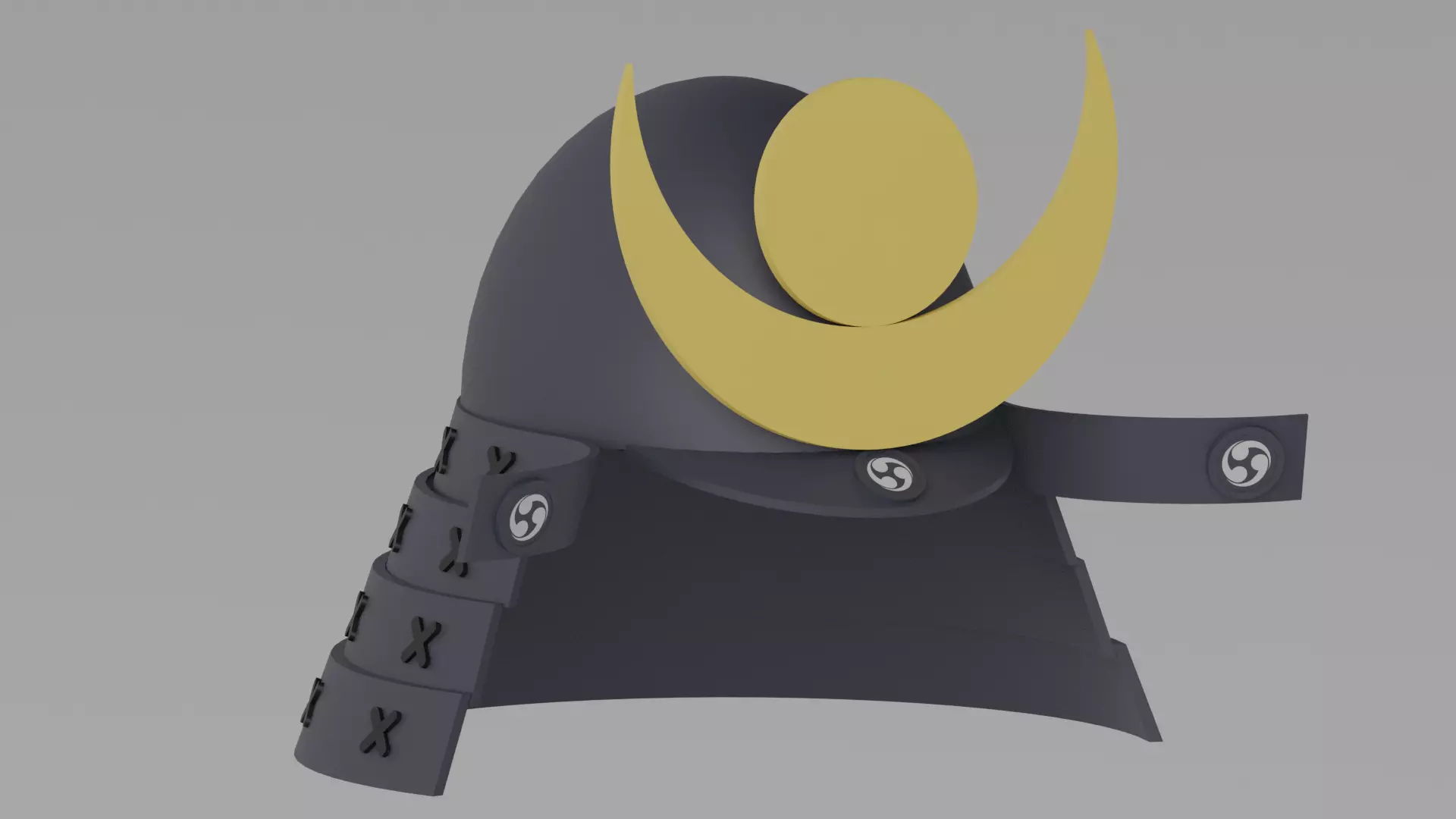 Cartoon Samurai Helmet 3D model_11