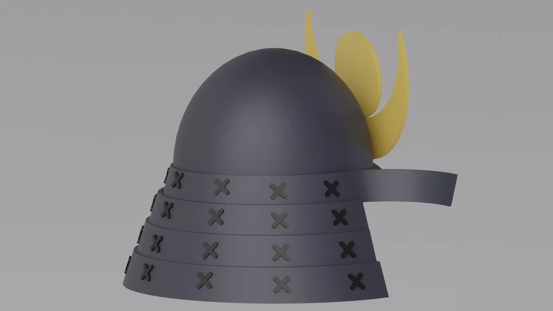 Cartoon Samurai Helmet 3D model_8