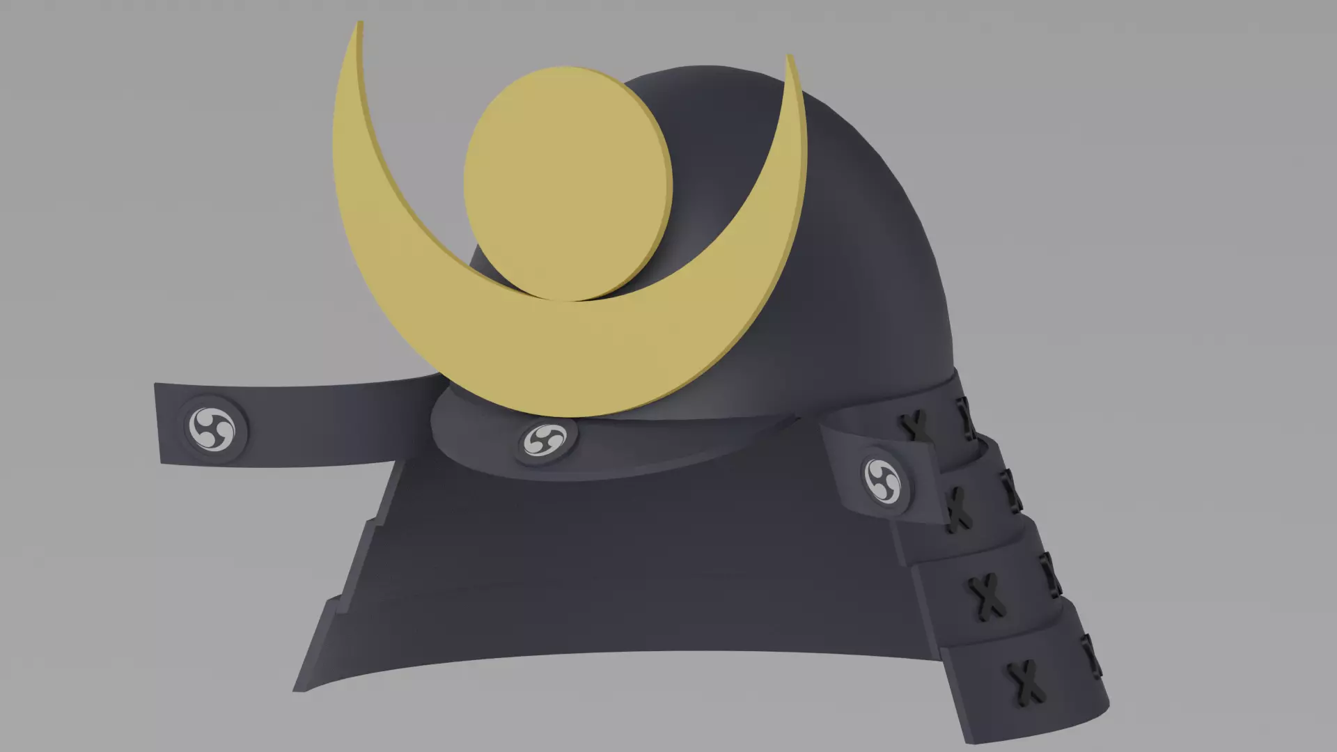 Cartoon Samurai Helmet 3D model_1