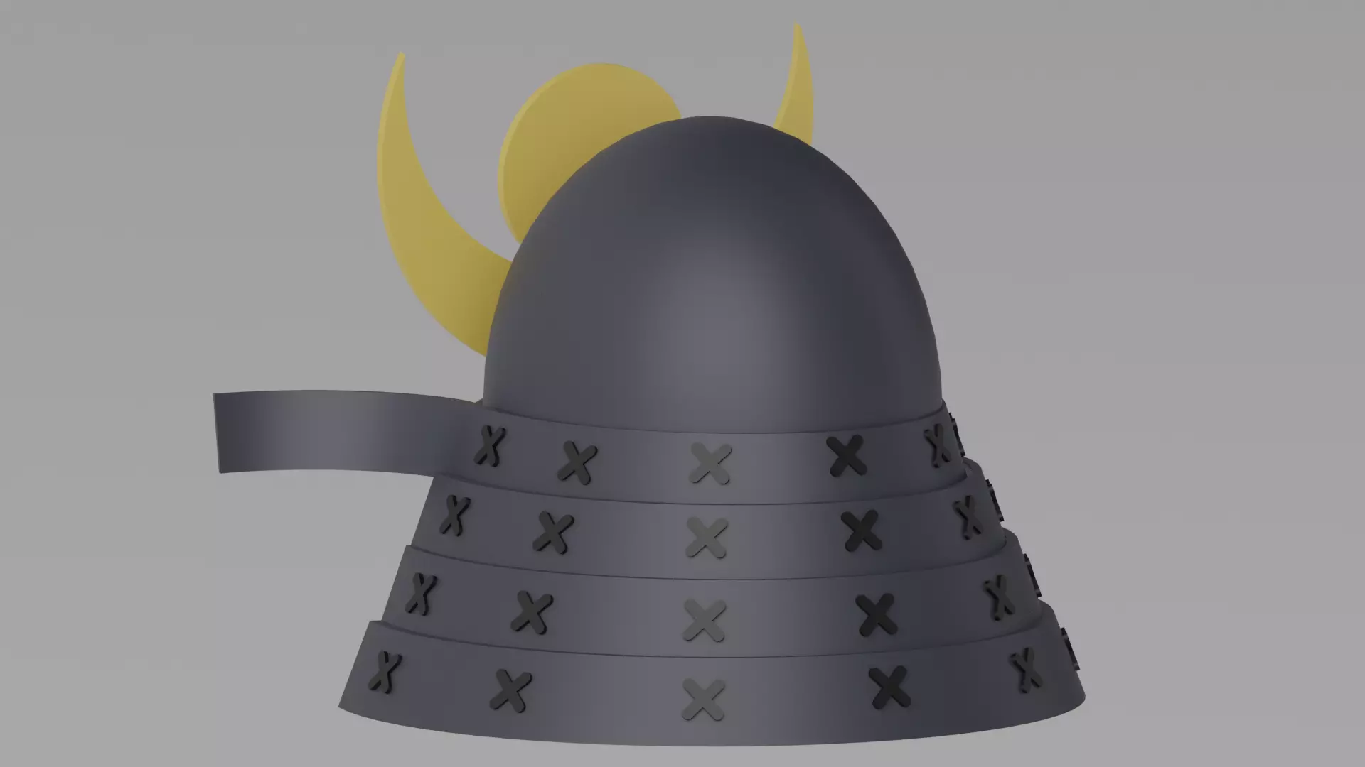 Cartoon Samurai Helmet 3D model_5