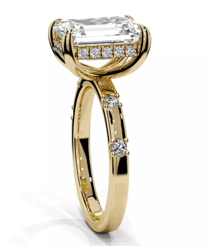 Emerald engagement ring 3D print model_15