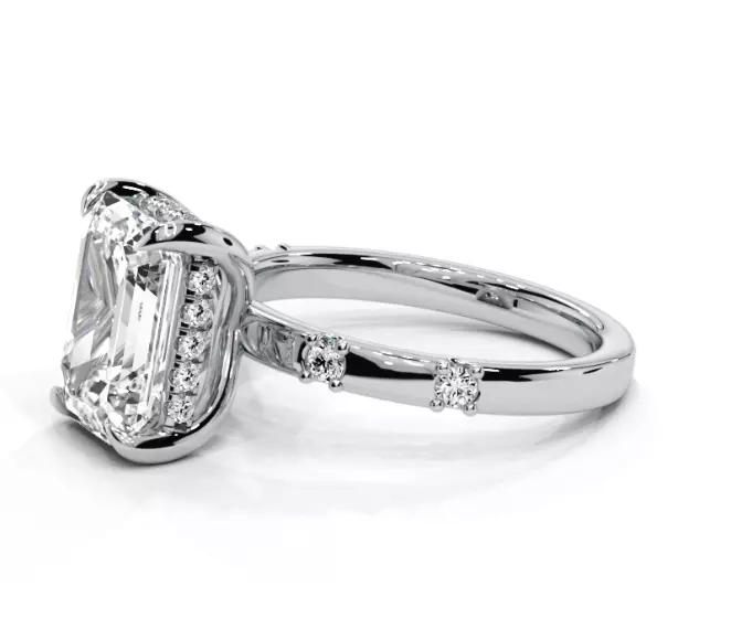 Emerald engagement ring 3D print model_5