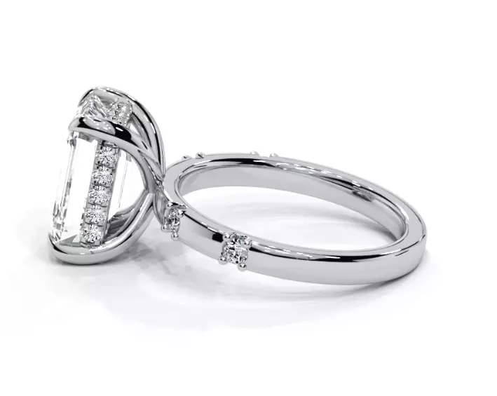 Emerald engagement ring 3D print model_6