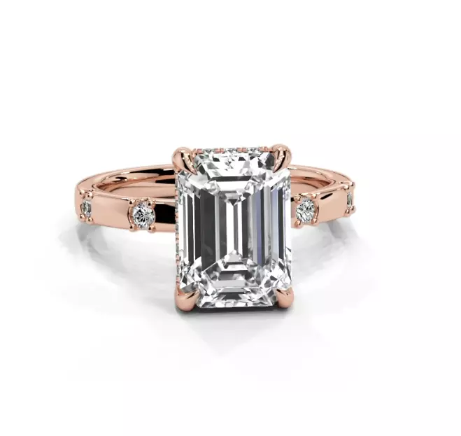 Emerald engagement ring 3D print model_18