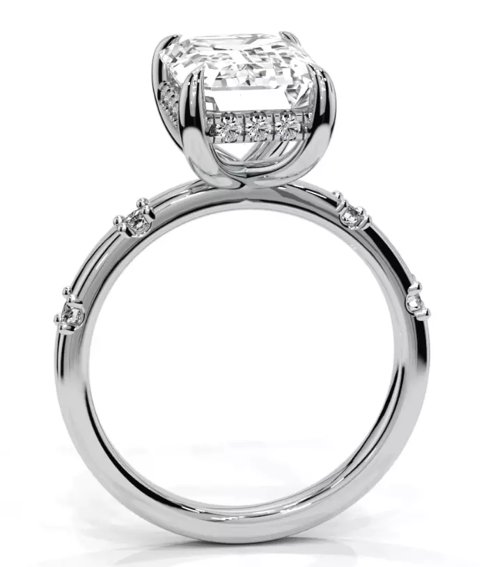 Emerald engagement ring 3D print model_9