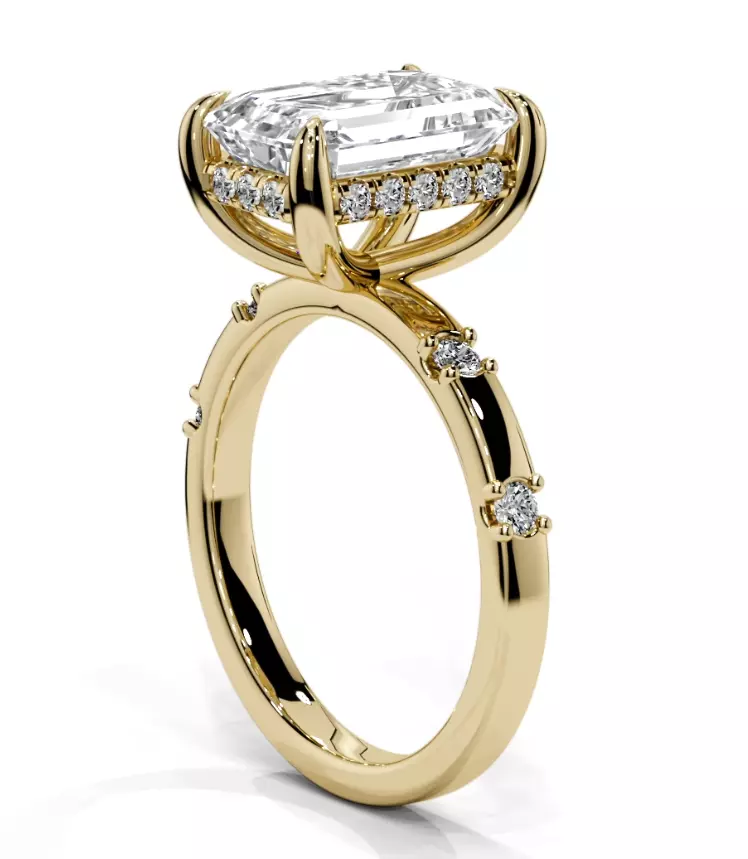 Emerald engagement ring 3D print model_13