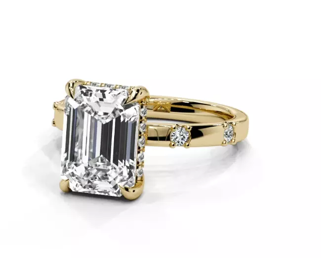 Emerald engagement ring 3D print model_12