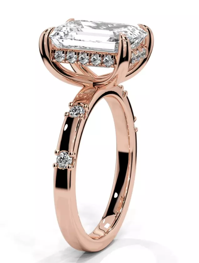 Emerald engagement ring 3D print model_24