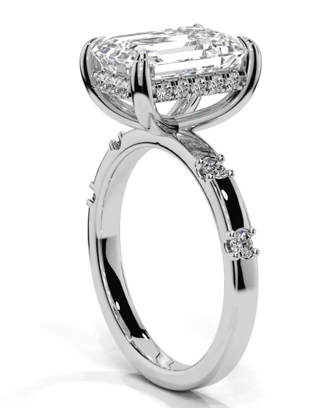 Emerald engagement ring 3D print model_7