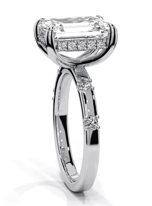 Emerald engagement ring 3D print model_8