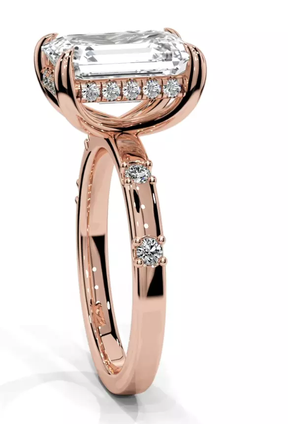 Emerald engagement ring 3D print model_23