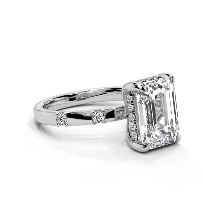 Emerald engagement ring 3D print model_3