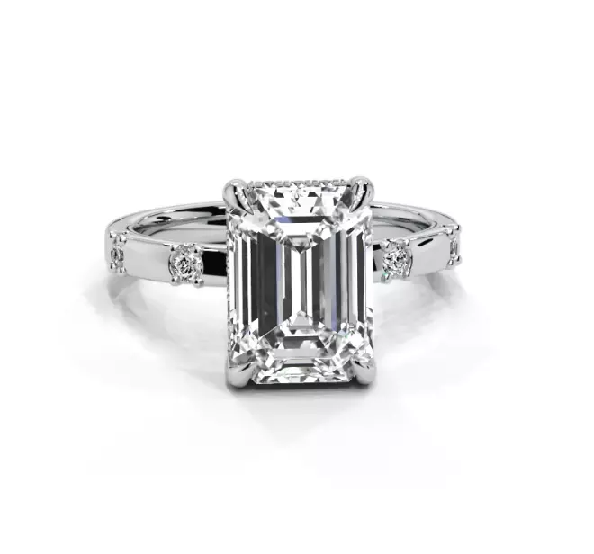 Emerald engagement ring 3D print model_4