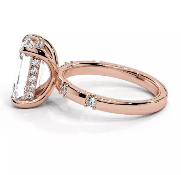 Emerald engagement ring 3D print model_1