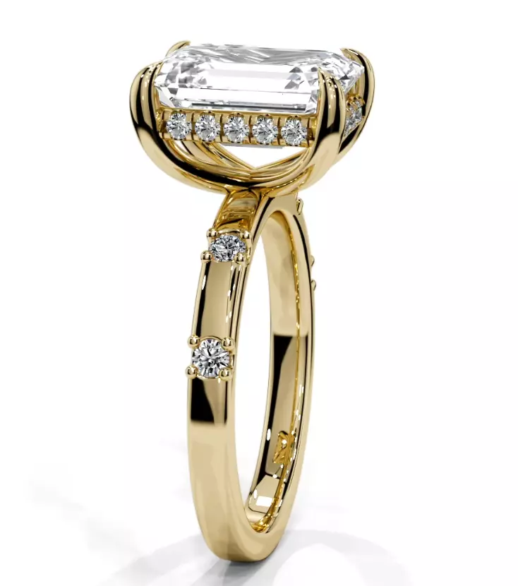 Emerald engagement ring 3D print model_16