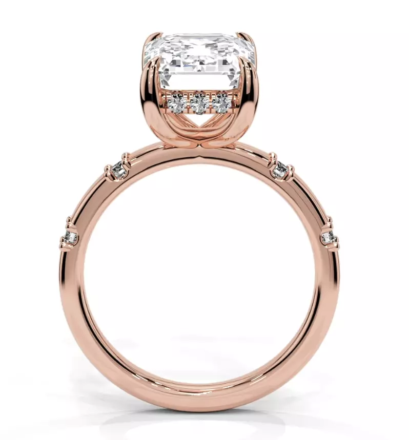 Emerald engagement ring 3D print model_2