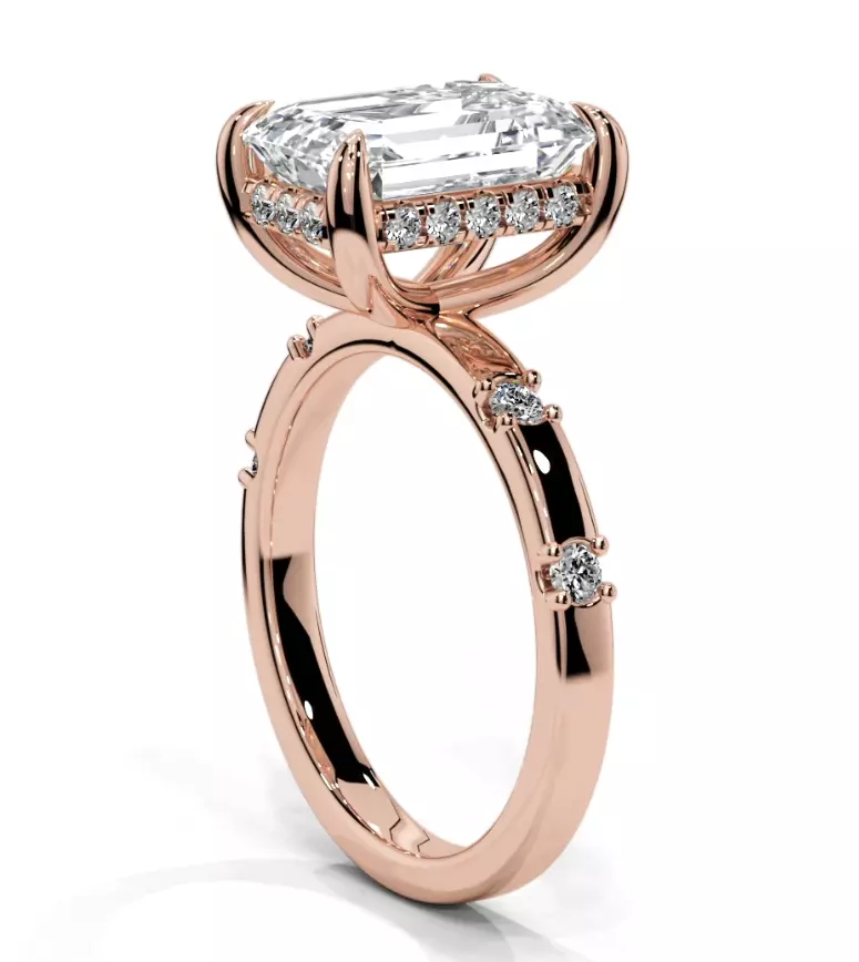 Emerald engagement ring 3D print model_22