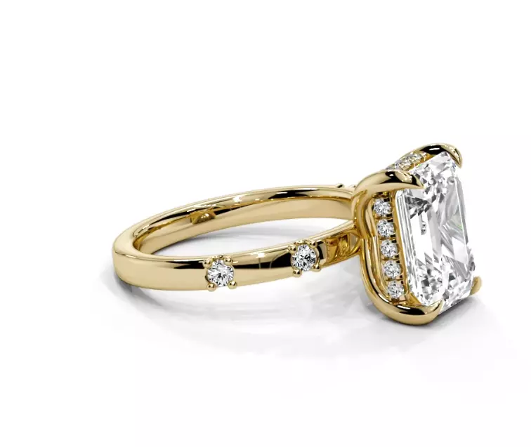 Emerald engagement ring 3D print model_0