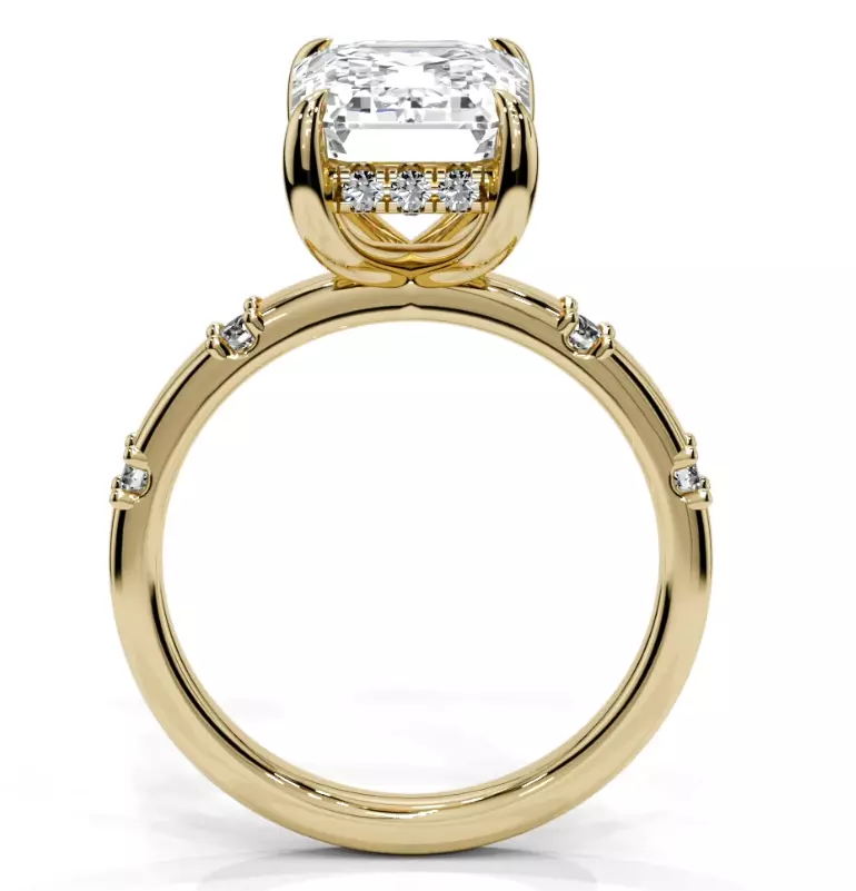 Emerald engagement ring 3D print model_17