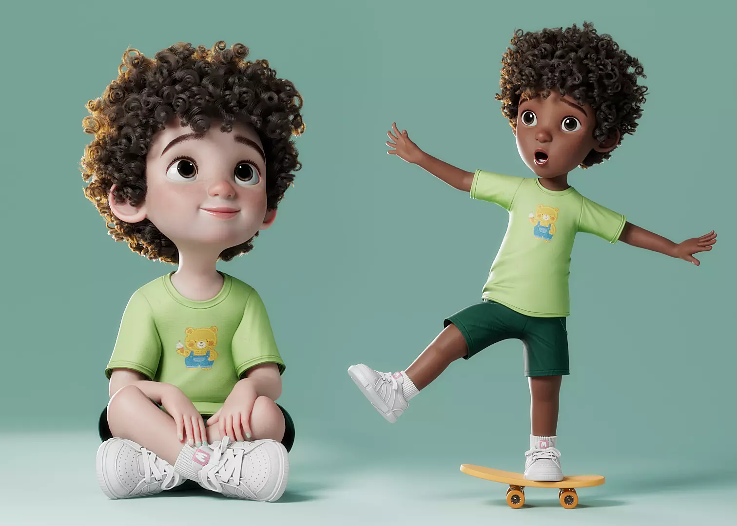 Cartoon Black Boy Rigged 3D model_0