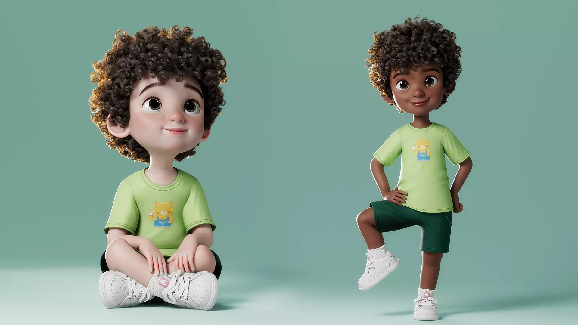 Cartoon Black Boy Rigged 3D model_4