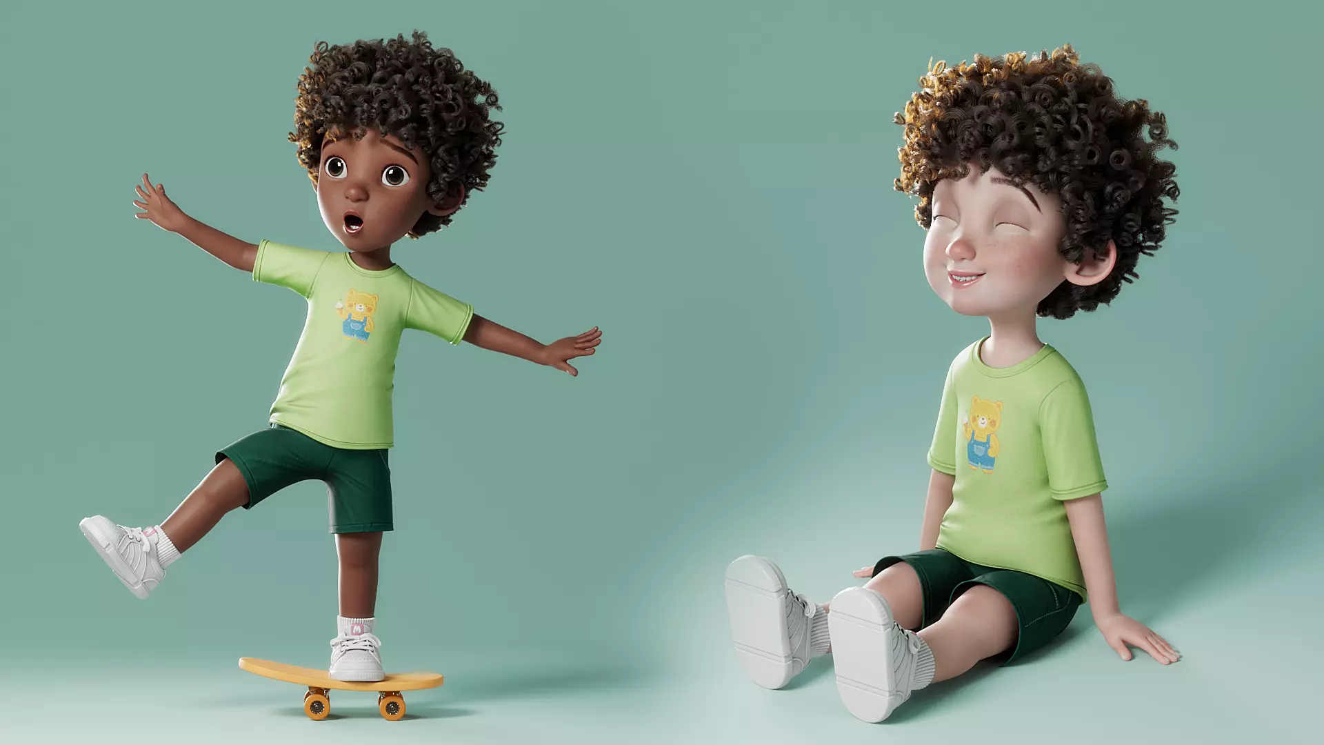 Cartoon Black Boy Rigged 3D model_8