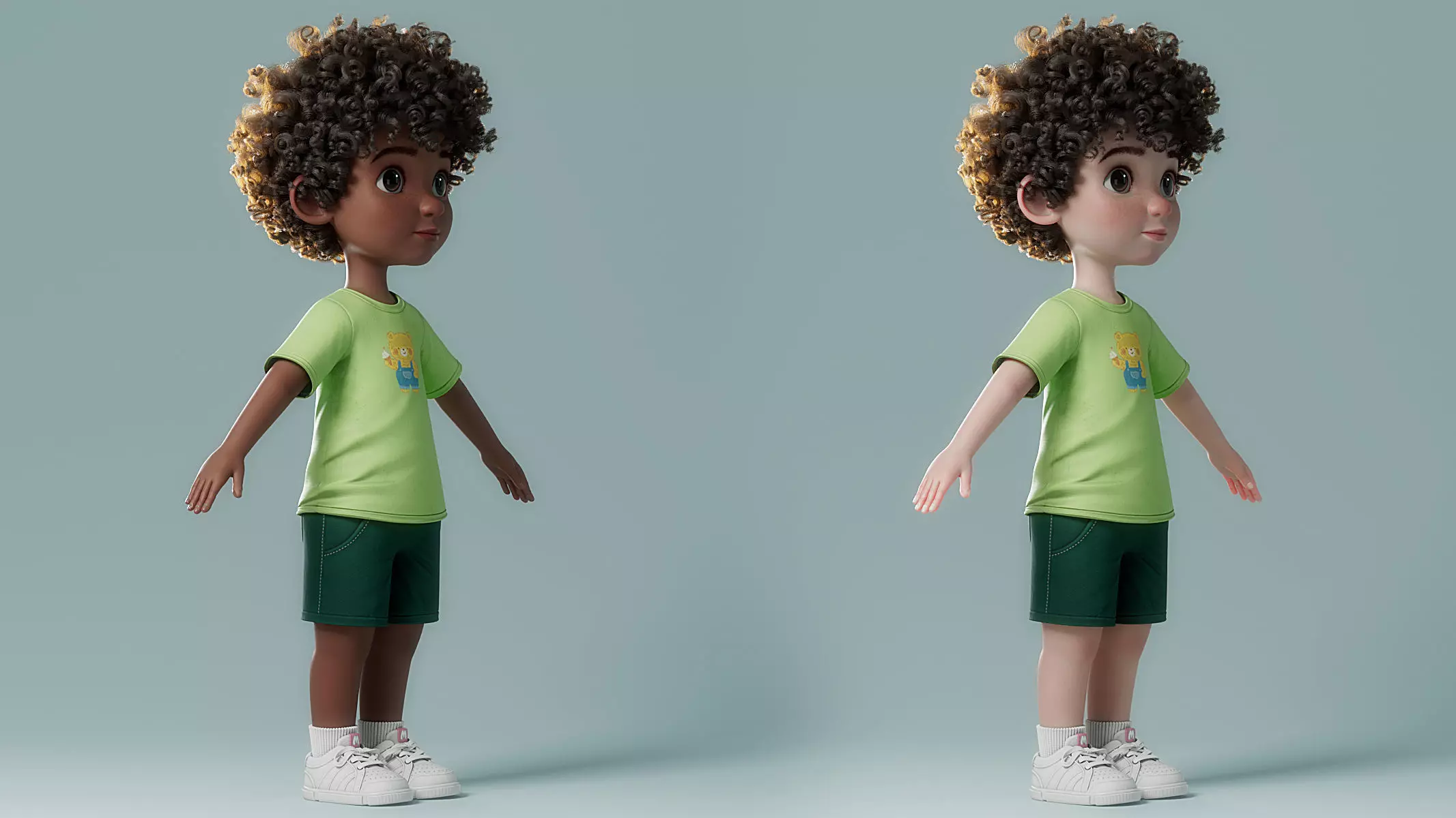 Cartoon Black Boy Rigged 3D model_37